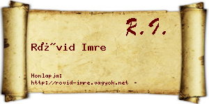 Rövid Imre névjegykártya